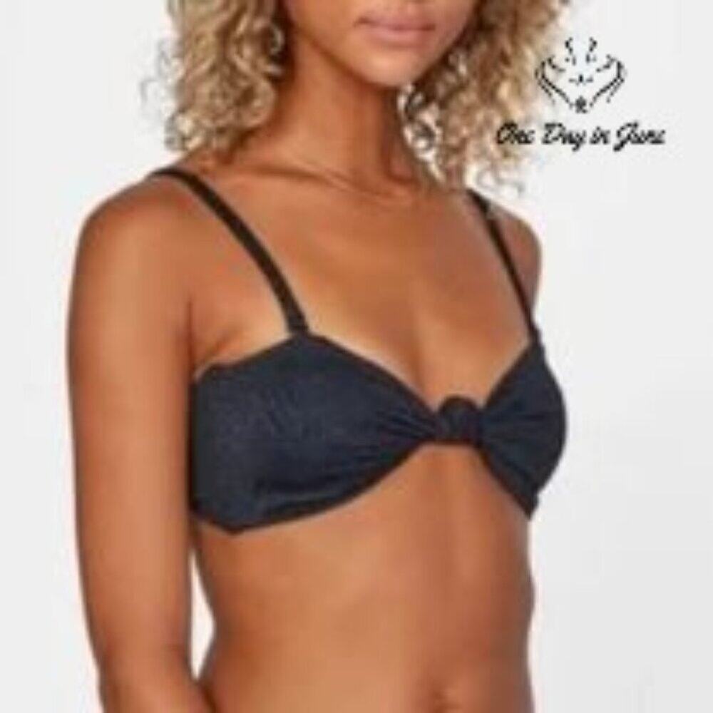 RVCA Run Wild Bandeau Bikini Top Jacquard Removable Straps NWT Size L